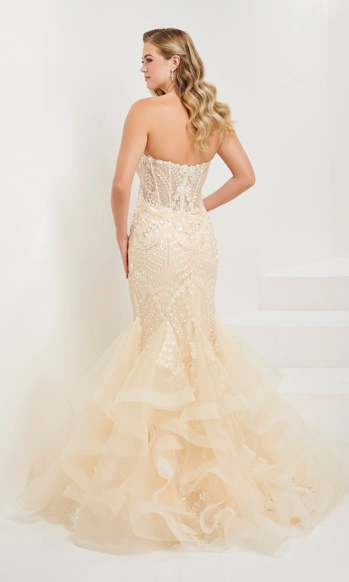 Tiffany Strapless Beaded Mermaid Prom Dress 16103 sold by PromGirl product image thumbnail 2