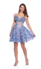 Dave and Johnny Short Blue Floral Hoco Dress 11768 sold by PromGirl