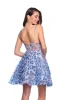 Dave and Johnny Short Blue Floral Hoco Dress 11768 sold by PromGirl