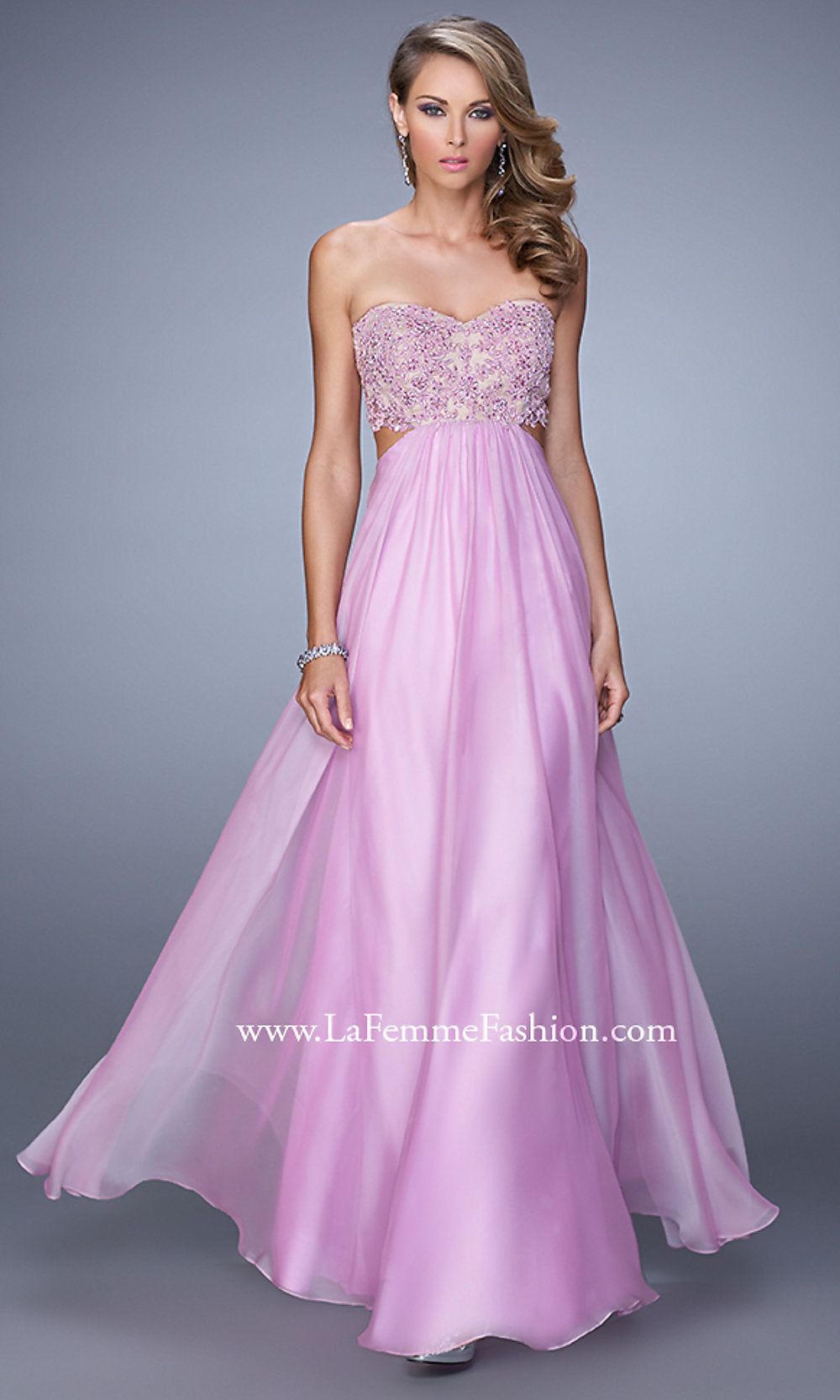 La Femme Prom Dress with Cut Out Waist 20898 sold by PromGirl