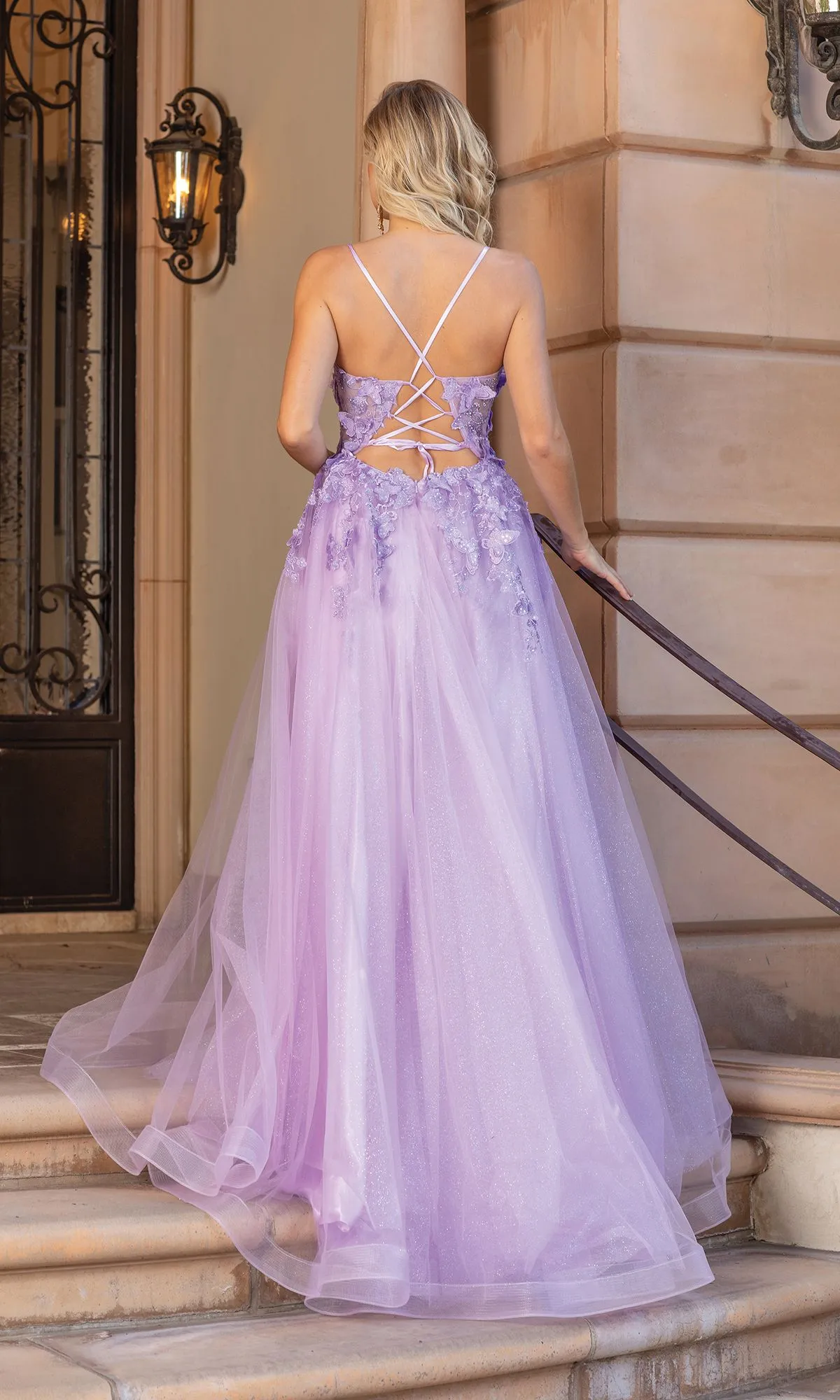 Long A-Line Prom Ball Gown with Butterflies 4355 sold by PromGirl product image thumbnail 2