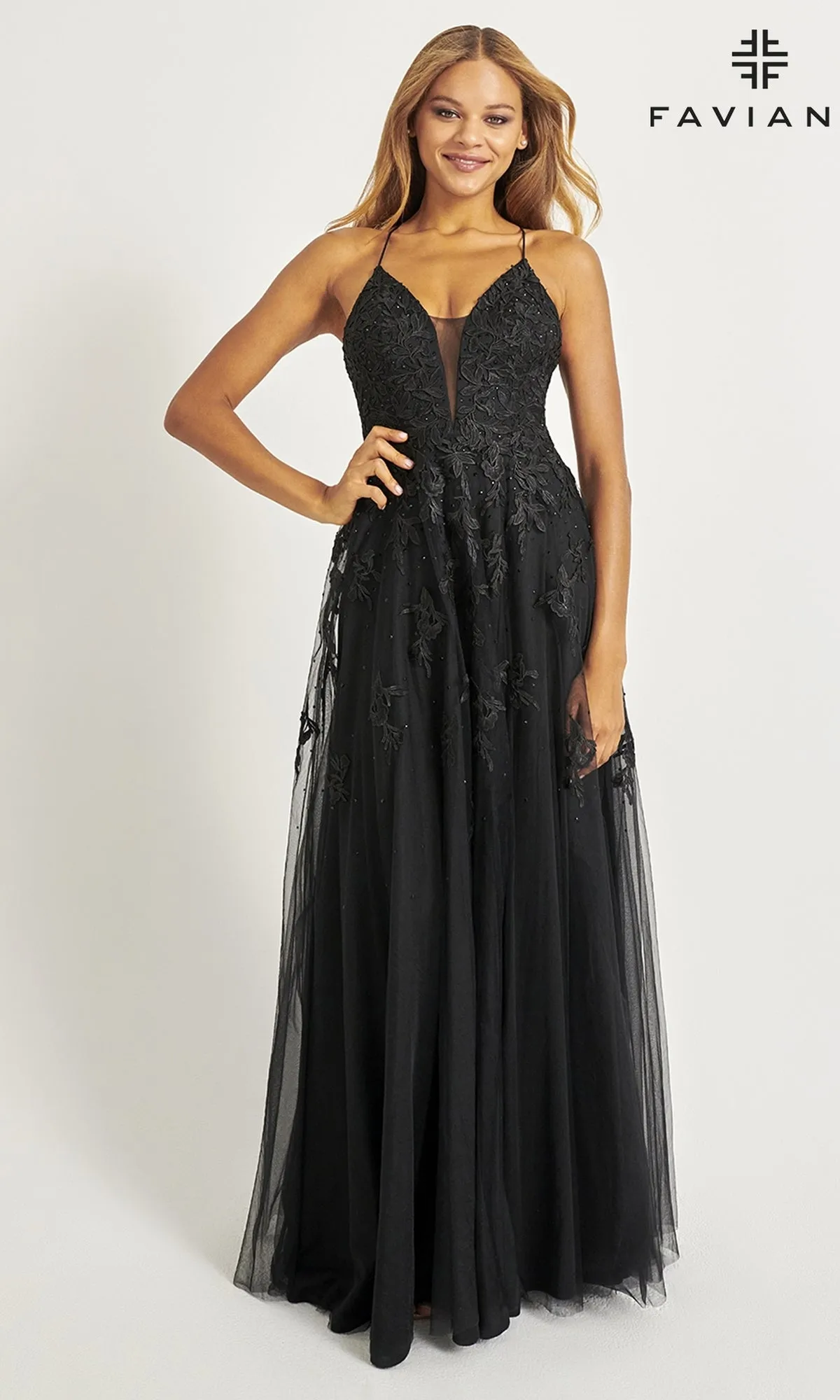 Faviana Embroidered A-Line Long Prom Dress sold by PromGirl product image thumbnail 4