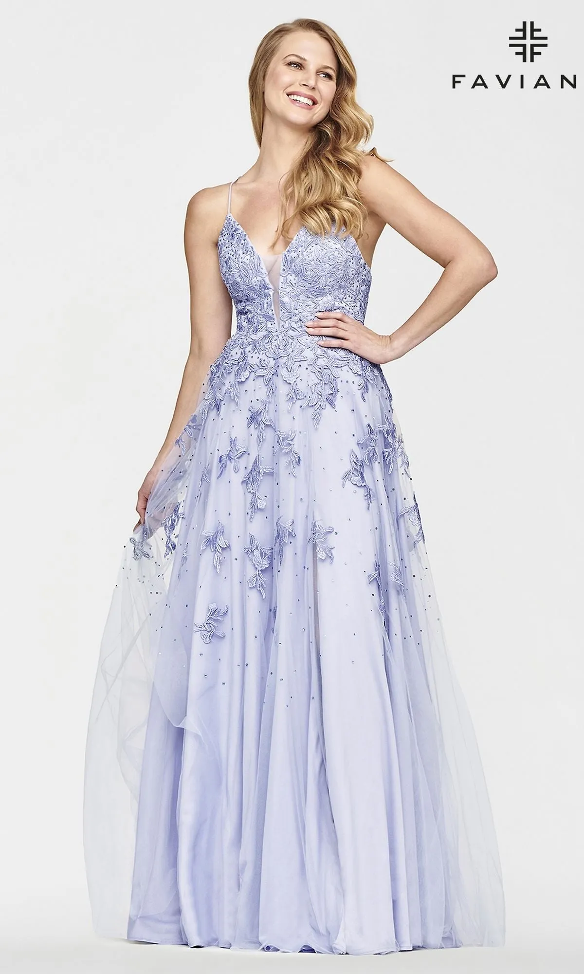 Faviana Embroidered A-Line Long Prom Dress sold by PromGirl product image thumbnail 5