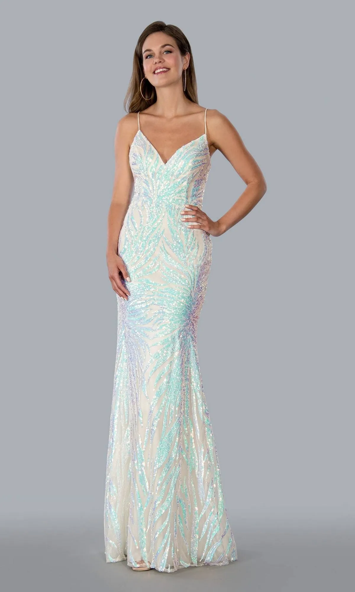 Sequin-Print Long Formal Dress 23138 sold by PromGirl product image thumbnail 3