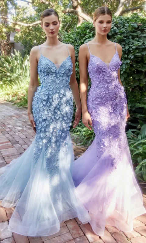 Floral Beaded Long Mermaid Prom Dress A1201 sold by PromGirl