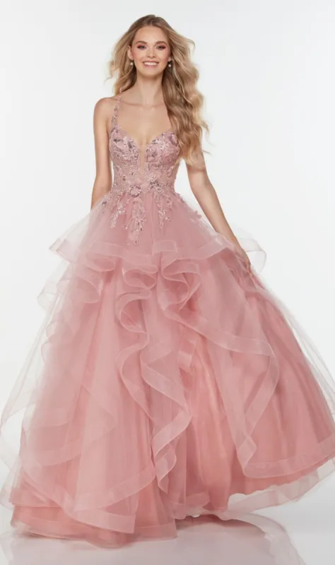 Rosewood Pink Long Tulle Prom Ball Gown 61085 sold by PromGirl