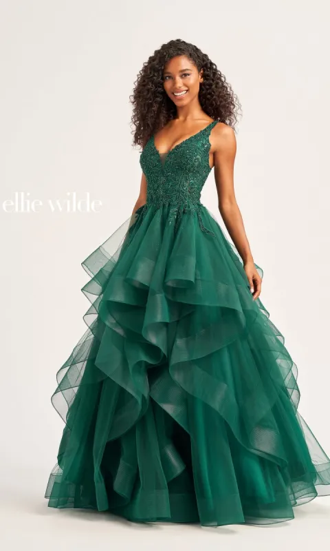 Ellie Wilde Tiered Long A-Line Prom Dres EW35119 made by ellie wilde