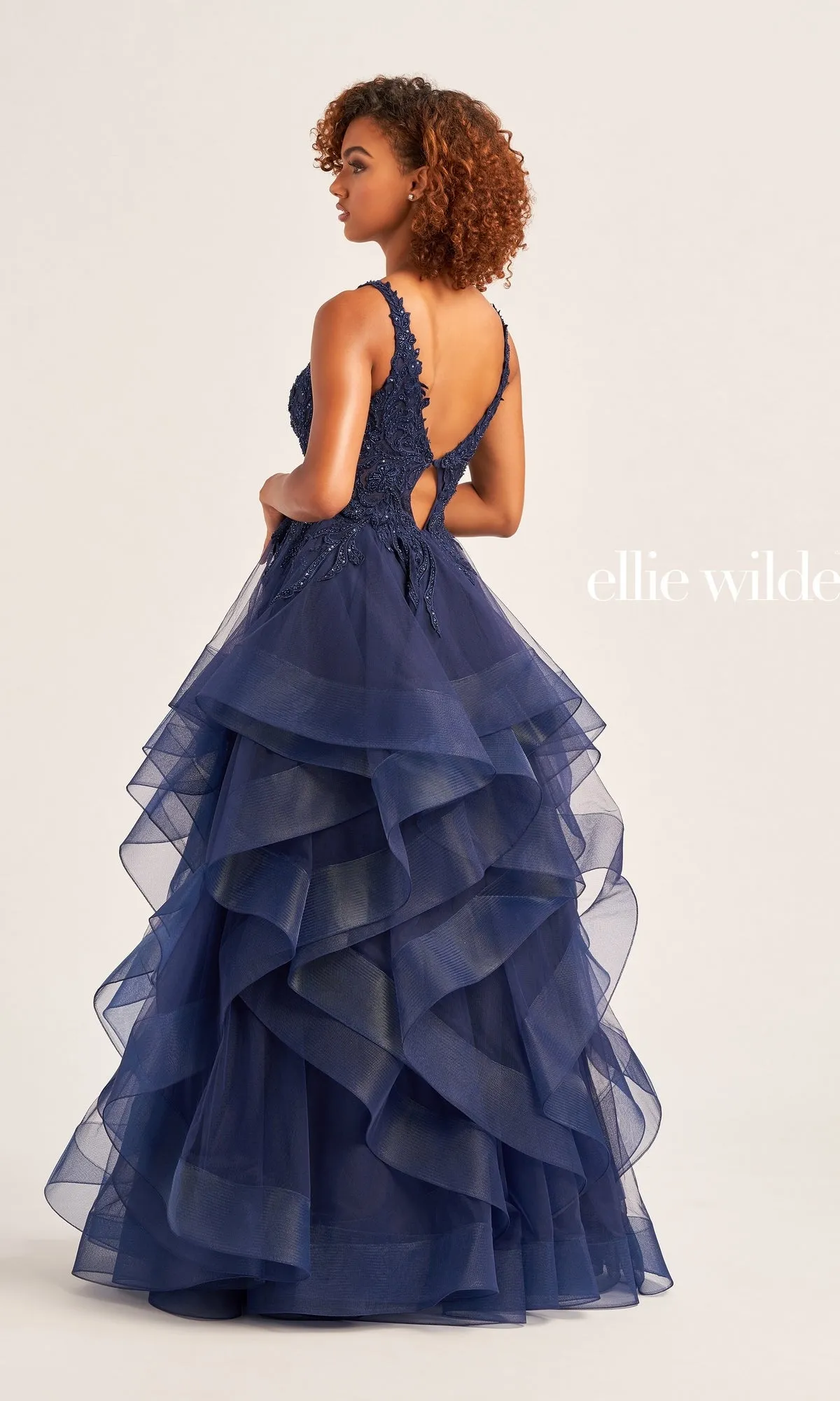 Ellie Wilde Tiered Long A-Line Prom Dres EW35119 sold by PromGirl product image thumbnail 2