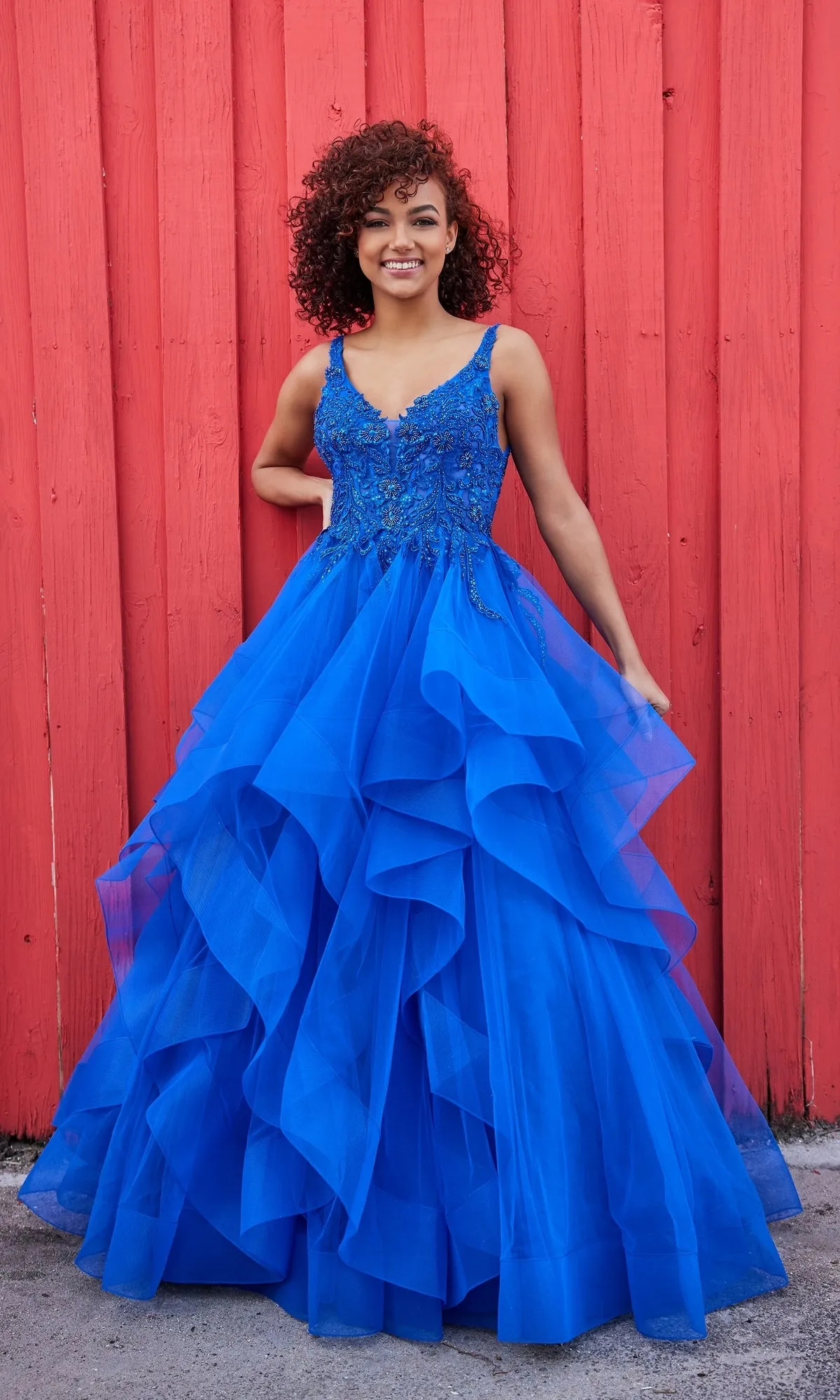 Ellie Wilde Tiered Long A-Line Prom Dres EW35119 sold by PromGirl product image thumbnail 5