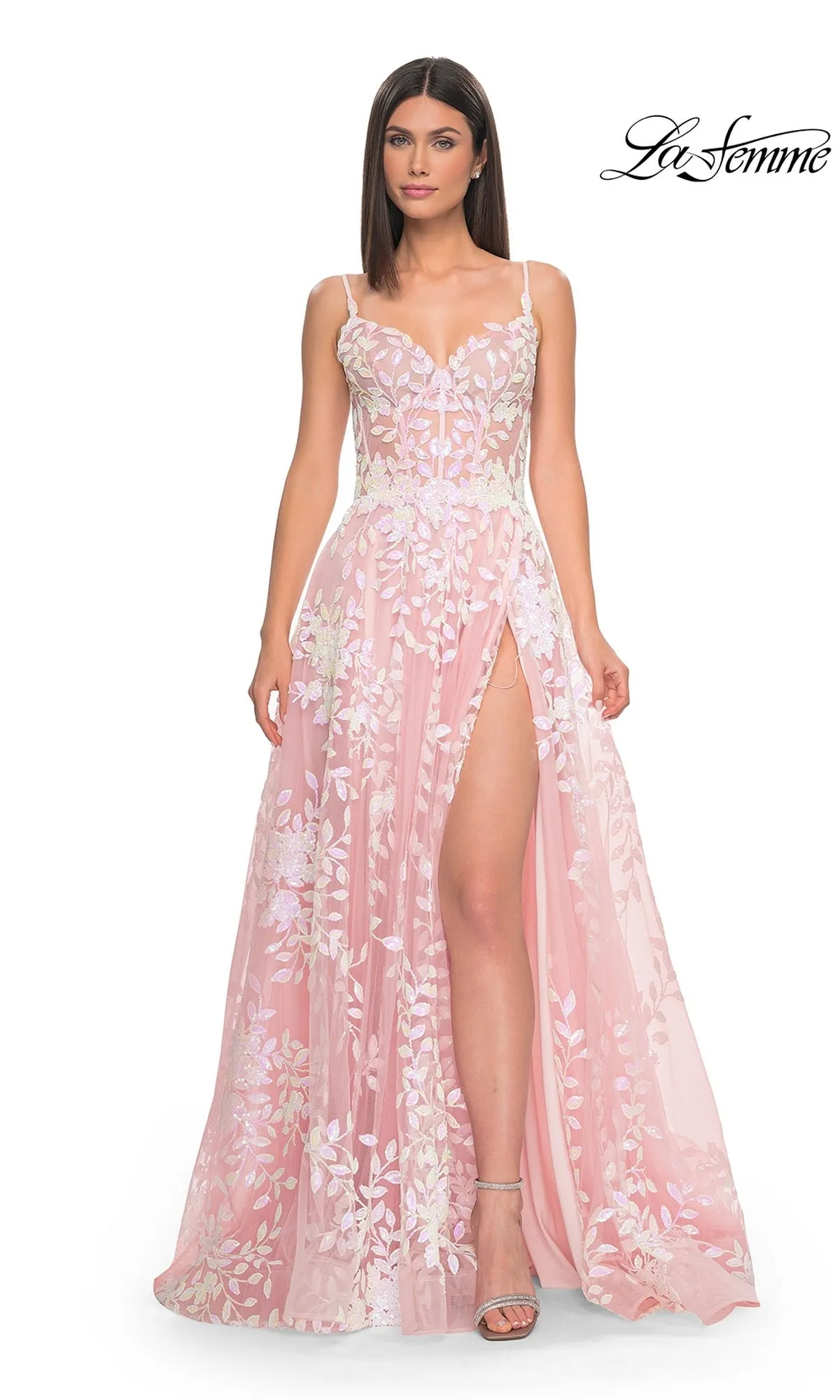 La Femme Sequin-Print Long A-Line Prom Dress 32223 sold by PromGirl product image thumbnail 4