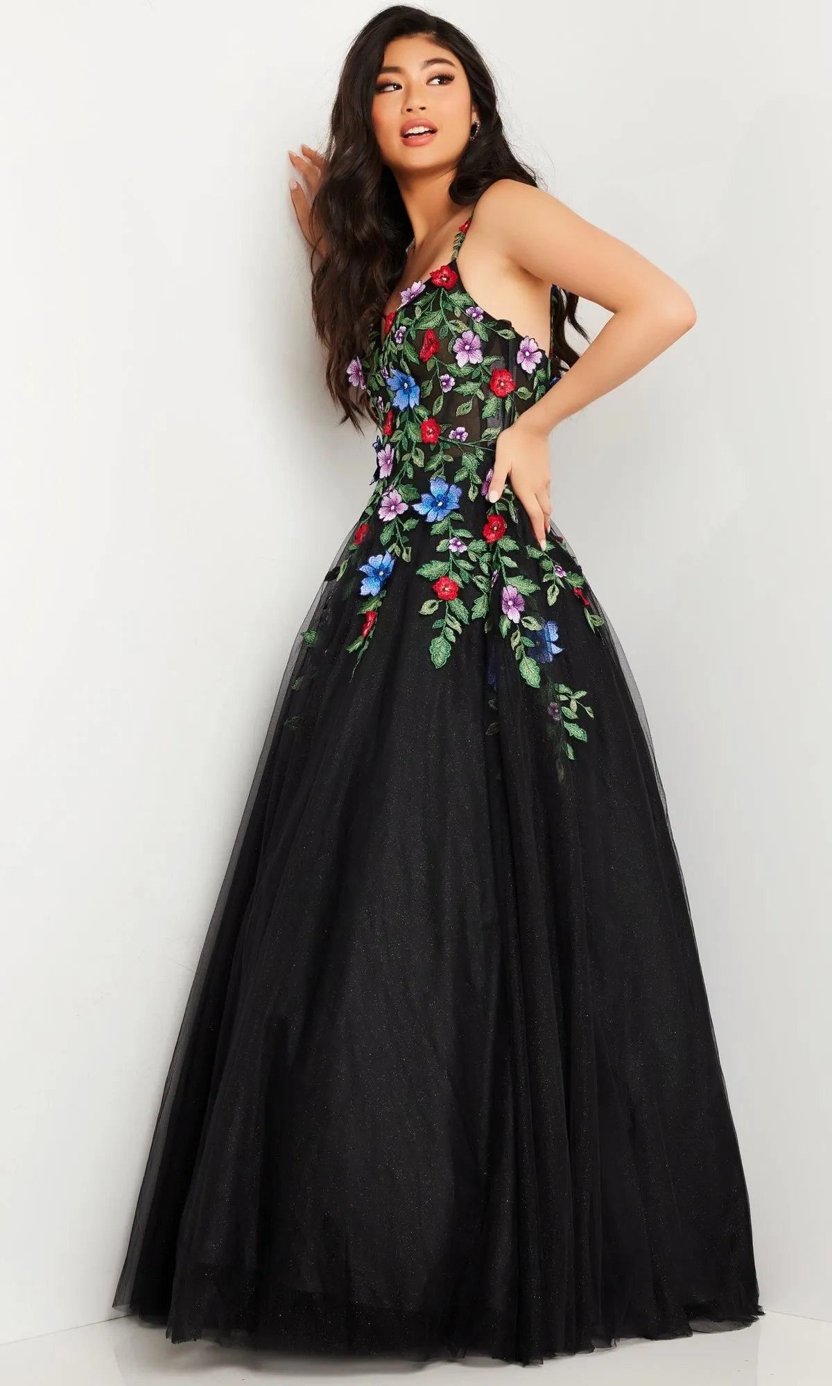 Embroidered Black Ball Gown JVN37489 sold by PromGirl product image thumbnail 2