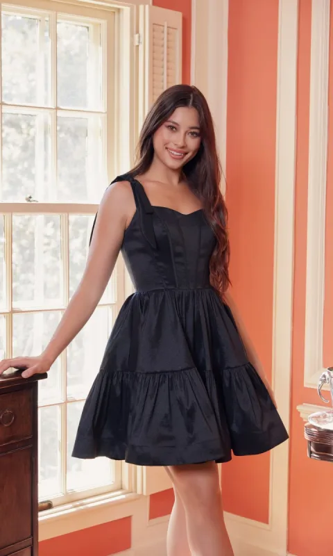 Shoulder-Tie Short Lace-Up A-Line Hoco Dress T869 sold by PromGirl