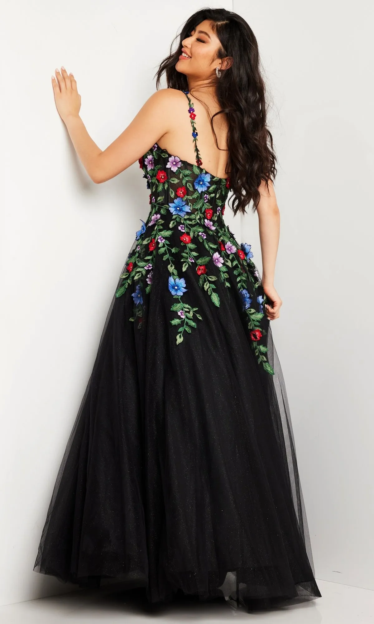 Embroidered Black Ball Gown JVN37489 sold by PromGirl product image thumbnail 3