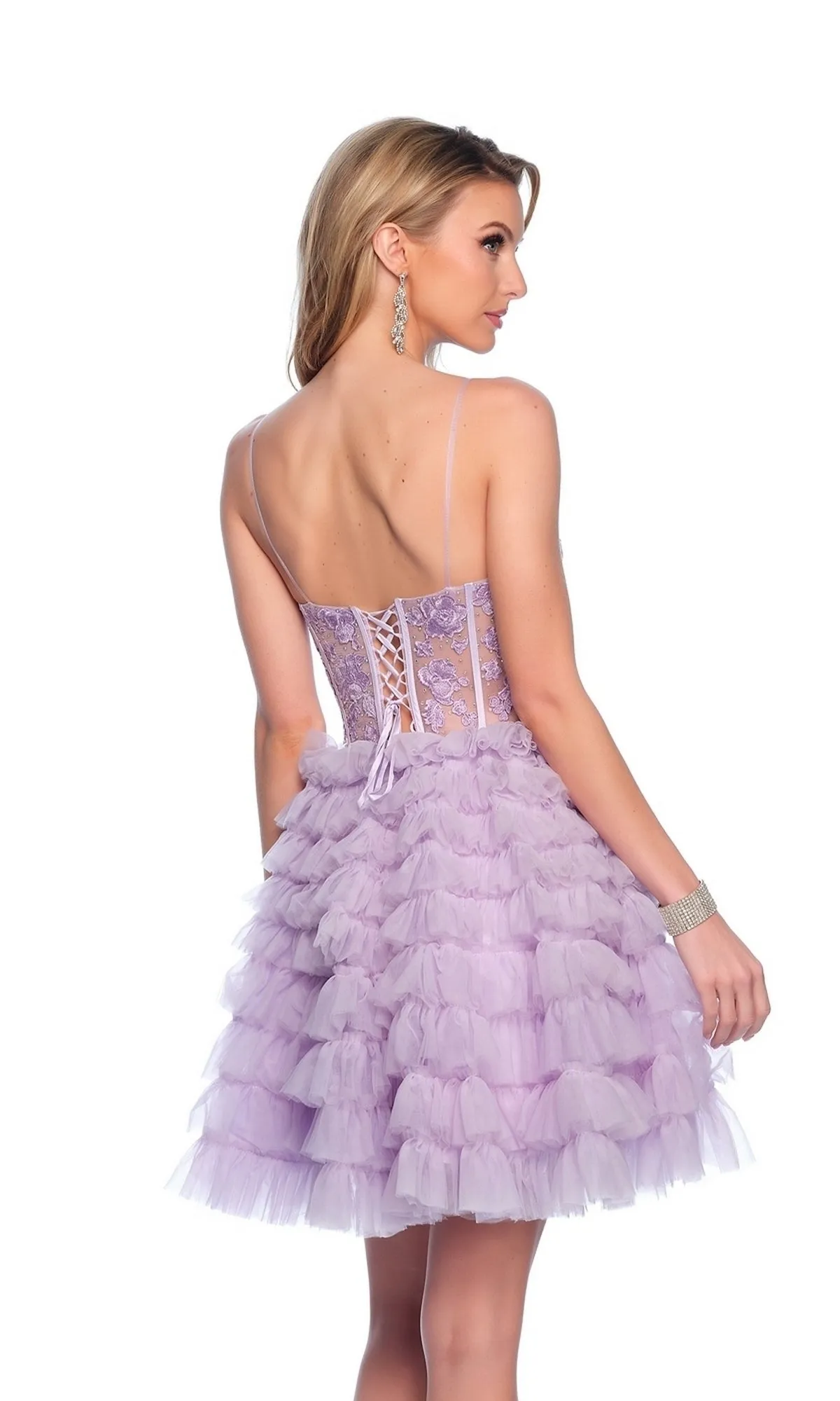 Dave and Johnny Ruffled Purple Hoco Dress 11766 sold by PromGirl product image thumbnail 2