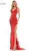 Sheer-Waist Glitter-Print Long Prom Dress 2990 sold by PromGirl