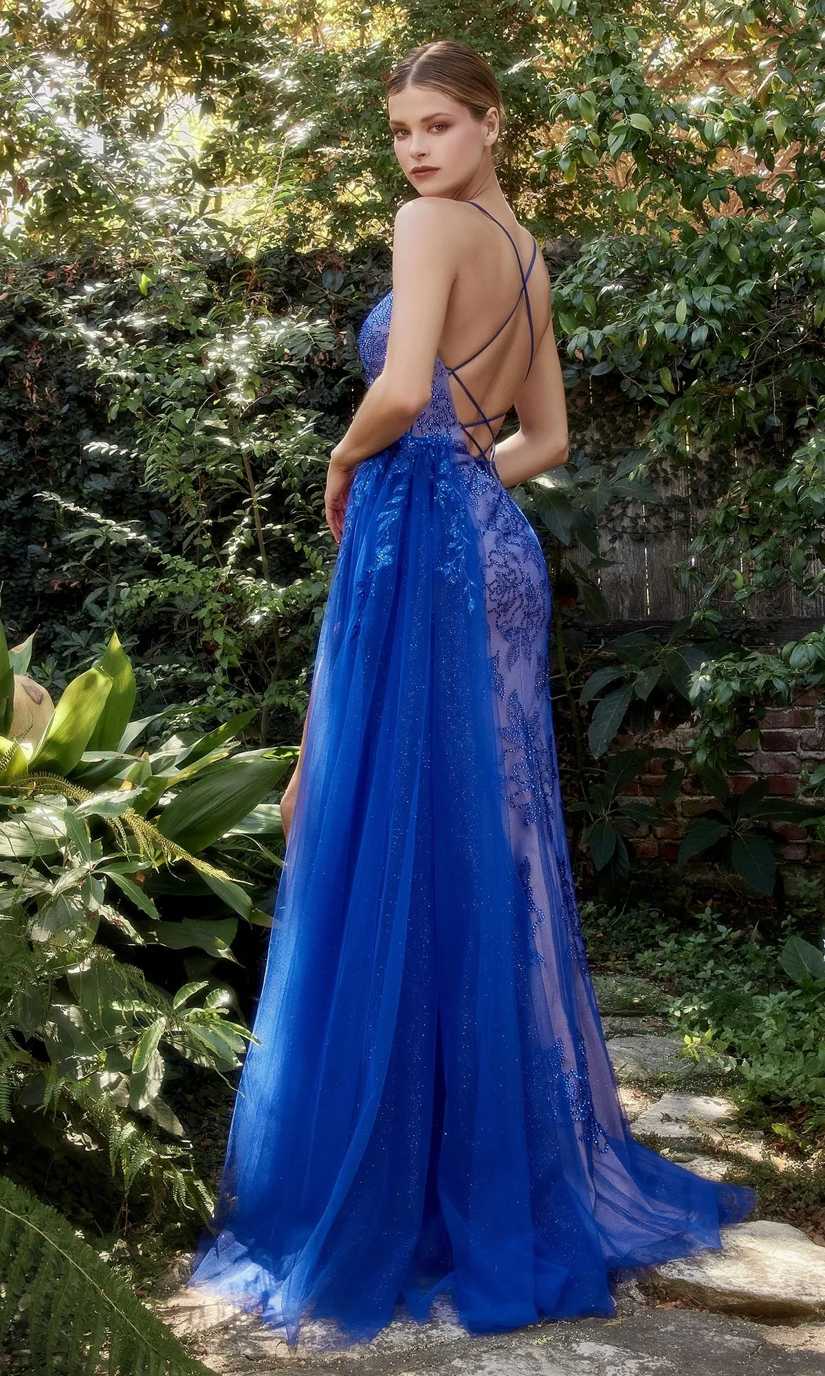 Royal Blue Side-Drape Long Beaded Prom Dress A1164 sold by PromGirl product image thumbnail 2