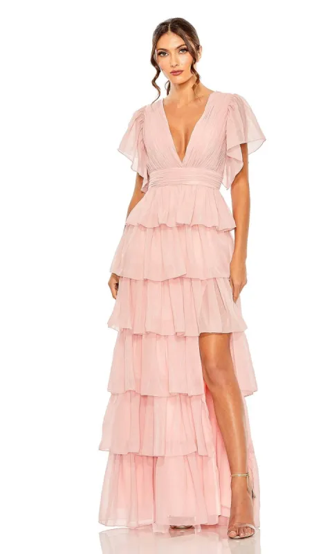 Flutter-Sleeve Long Formal Dress: Mac Duggal 49595 sold by PromGirl