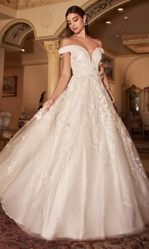 Off-Shoulder Embroidered Wedding Ball Gown A1027W sold by PromGirl