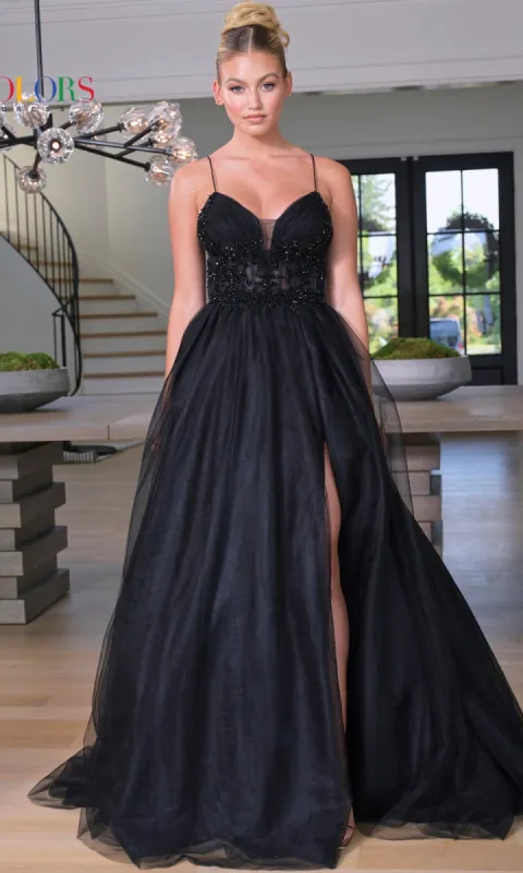 Embroidered-Bodice Long A-Line Prom Dress 3227 sold by PromGirl