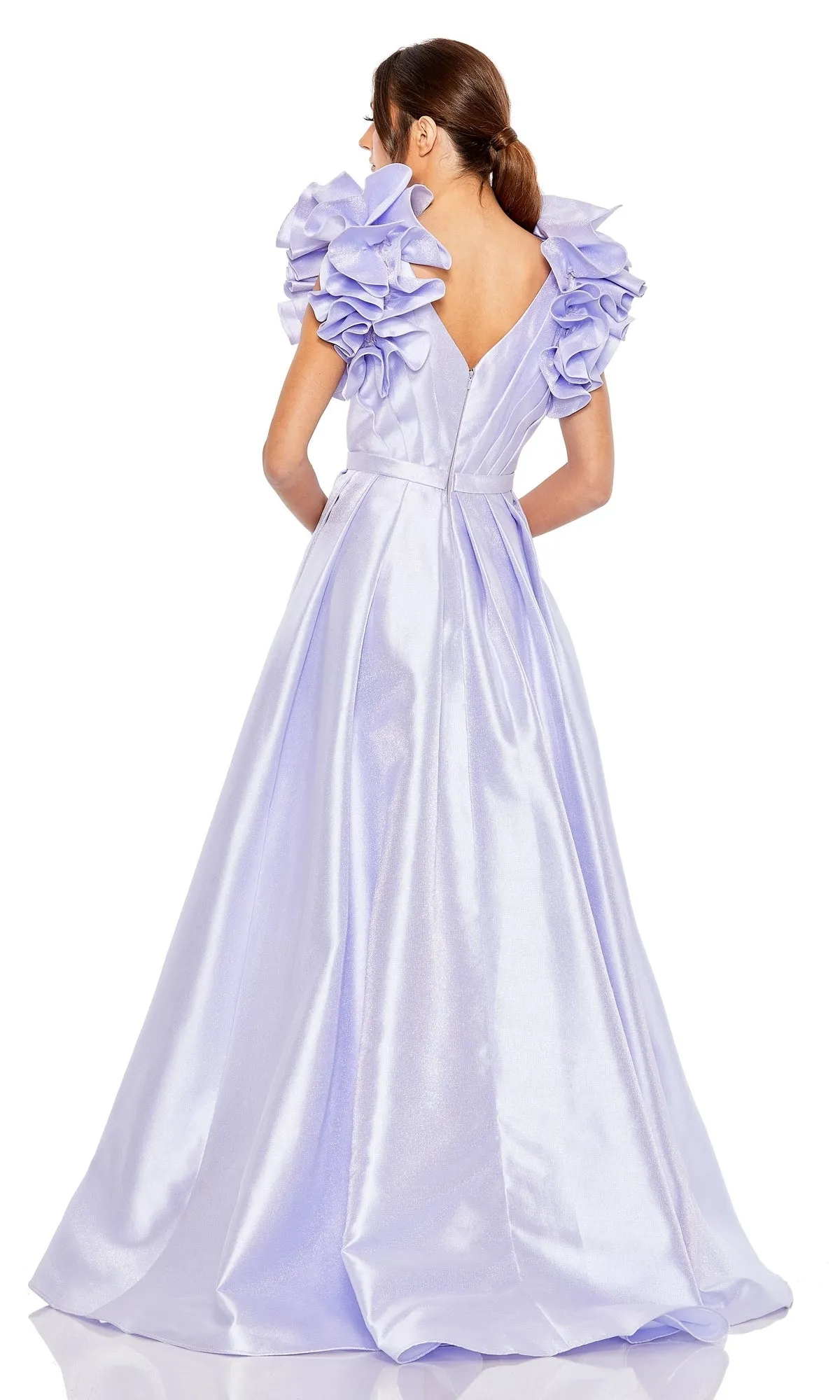 Ruffle-Sleeve Long Formal Dress: Mac Duggal 20522 sold by PromGirl product image thumbnail 2
