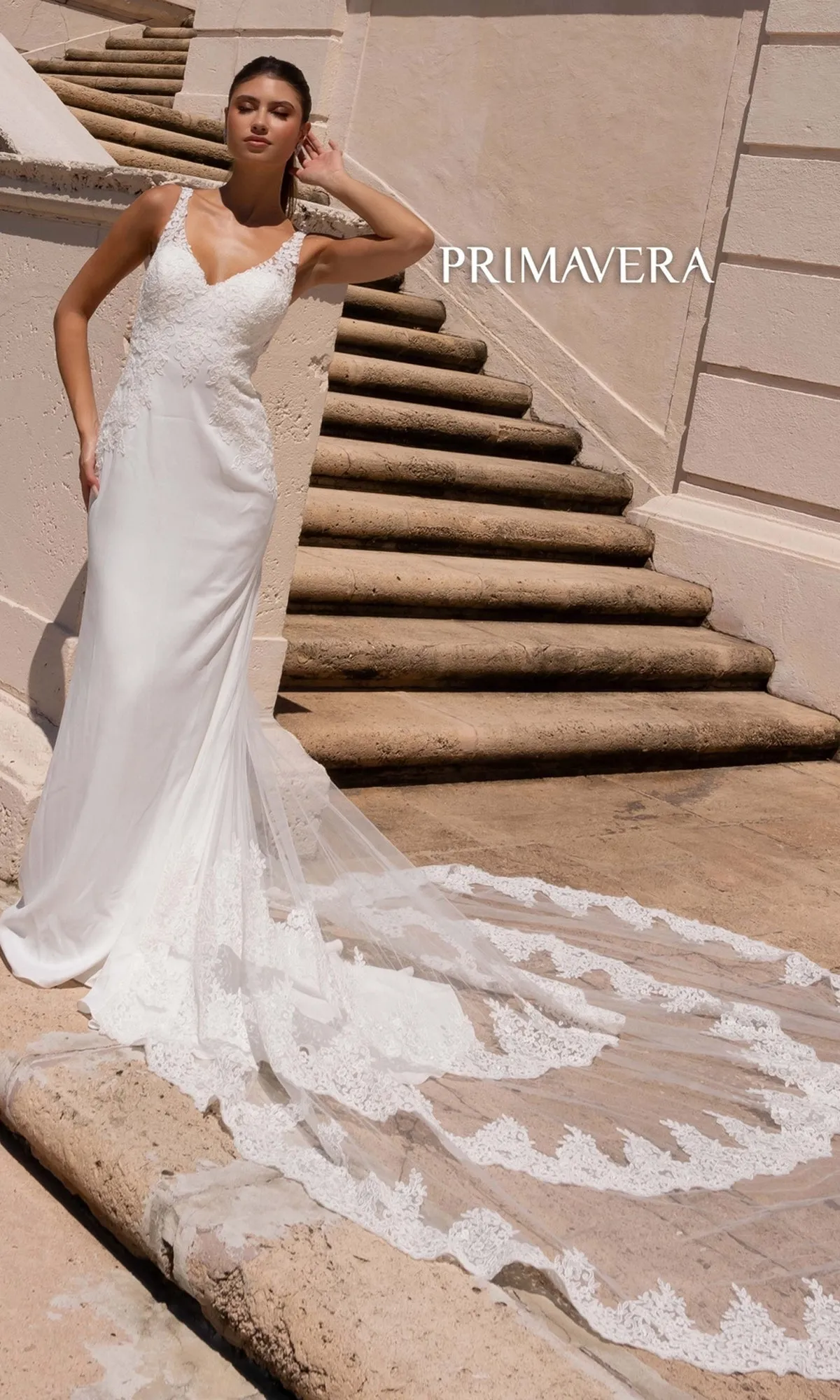 Long Wedding Dress 11139 by Primavera sold by PromGirl