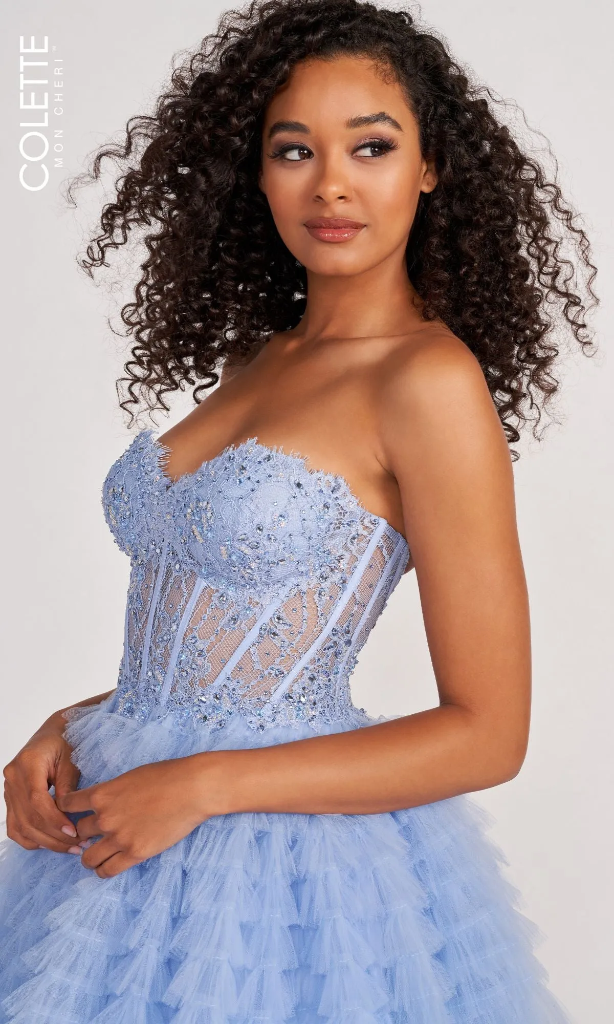 Colette CL2017 Strapless Ruffled Prom Ball Gown sold by PromGirl product image thumbnail 3