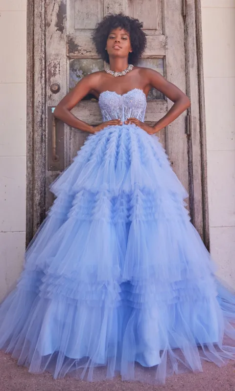 Colette CL2017 Strapless Ruffled Prom Ball Gown sold by PromGirl