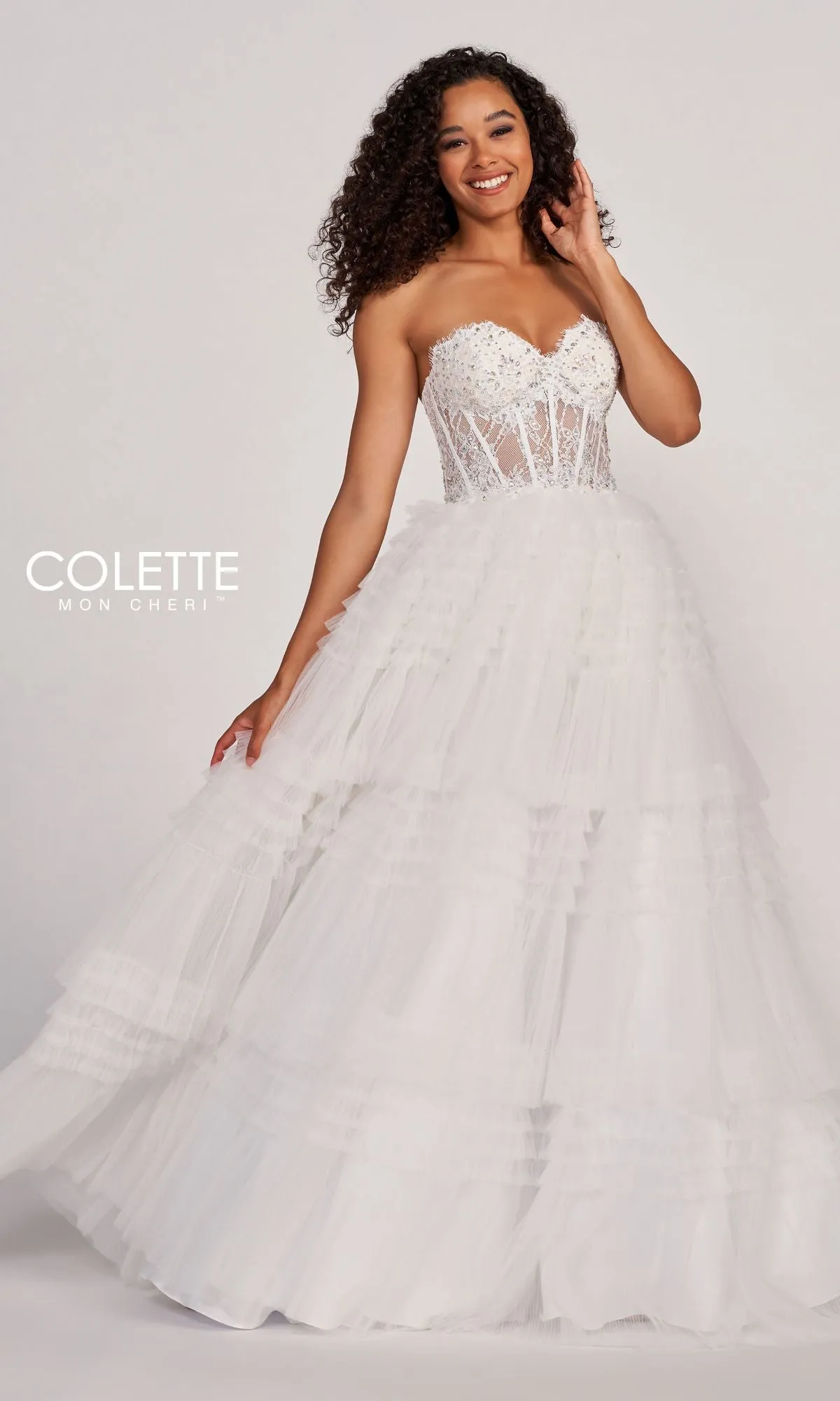 Colette CL2017 Strapless Ruffled Prom Ball Gown sold by PromGirl product image thumbnail 4