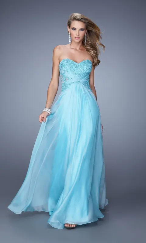 A-Line Long Strapless Prom Dress: La Femme 20762 sold by PromGirl