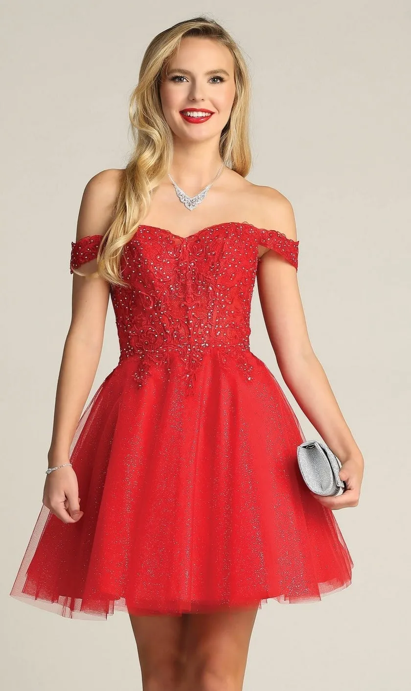 Off-Shoulder Short Glitter Homecoming Dress C318 sold by PromGirl product image thumbnail 4