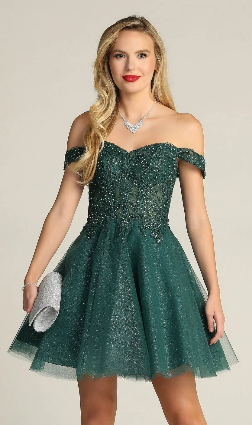 Off-Shoulder Short Glitter Homecoming Dress C318 sold by PromGirl product image thumbnail 3