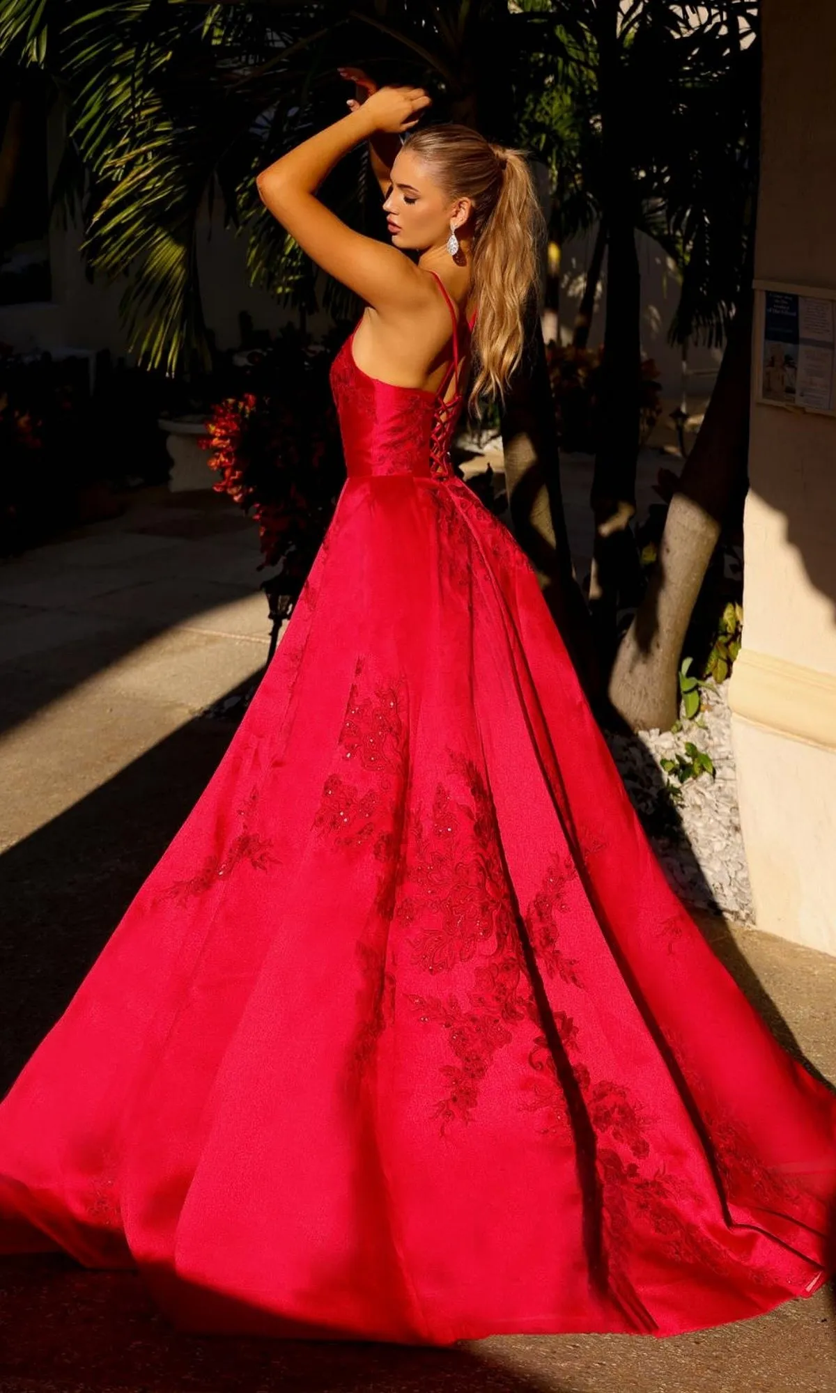 Lace-Up Long Embroidered Prom Ball Gown SU074 sold by PromGirl product image thumbnail 2