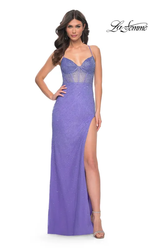 La Femme Cut-Out Long Beaded Prom Dress 32328 sold by PromGirl