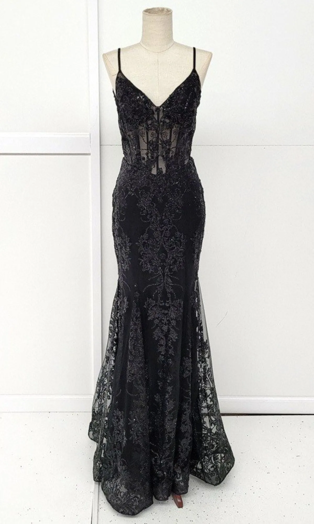 Long Glitter-Print Prom Dress: Chicas C813 sold by PromGirl product image thumbnail 5