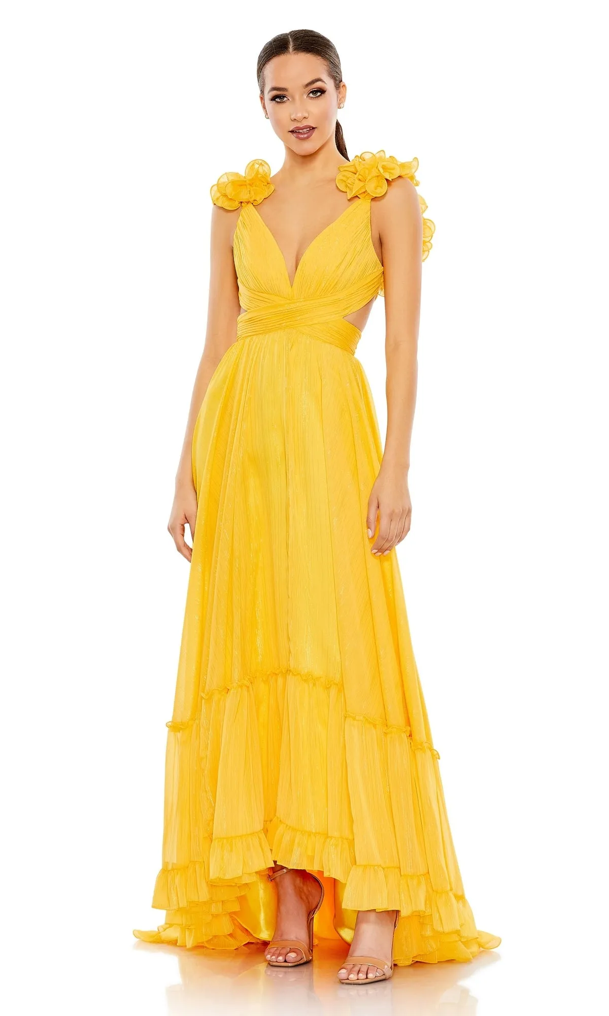 Lace-Up Ruffled Formal Gown: Mac Duggal 68094 sold by PromGirl product image thumbnail 3