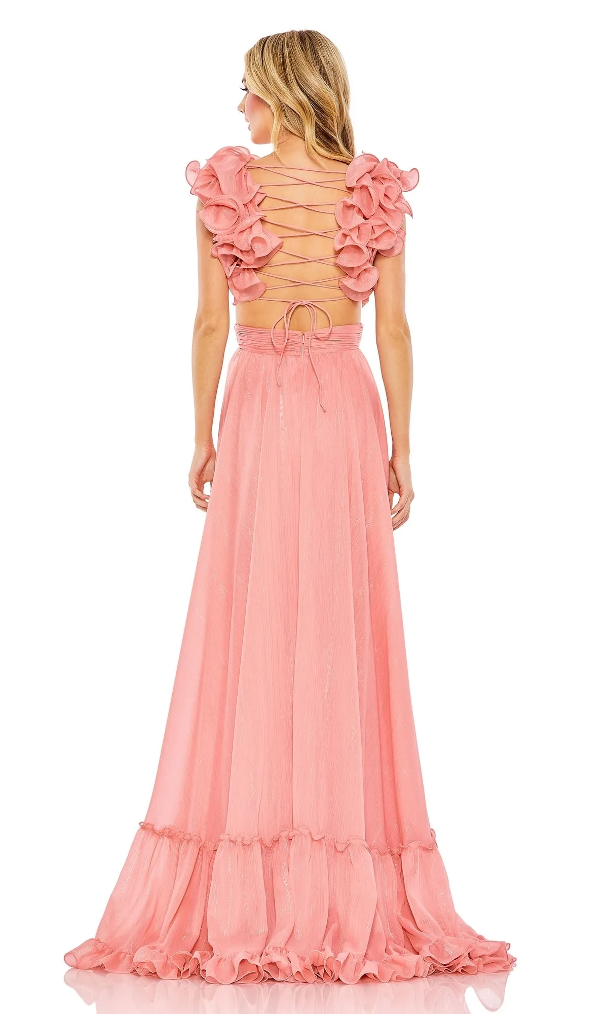 Lace-Up Ruffled Formal Gown: Mac Duggal 68094 sold by PromGirl product image thumbnail 2