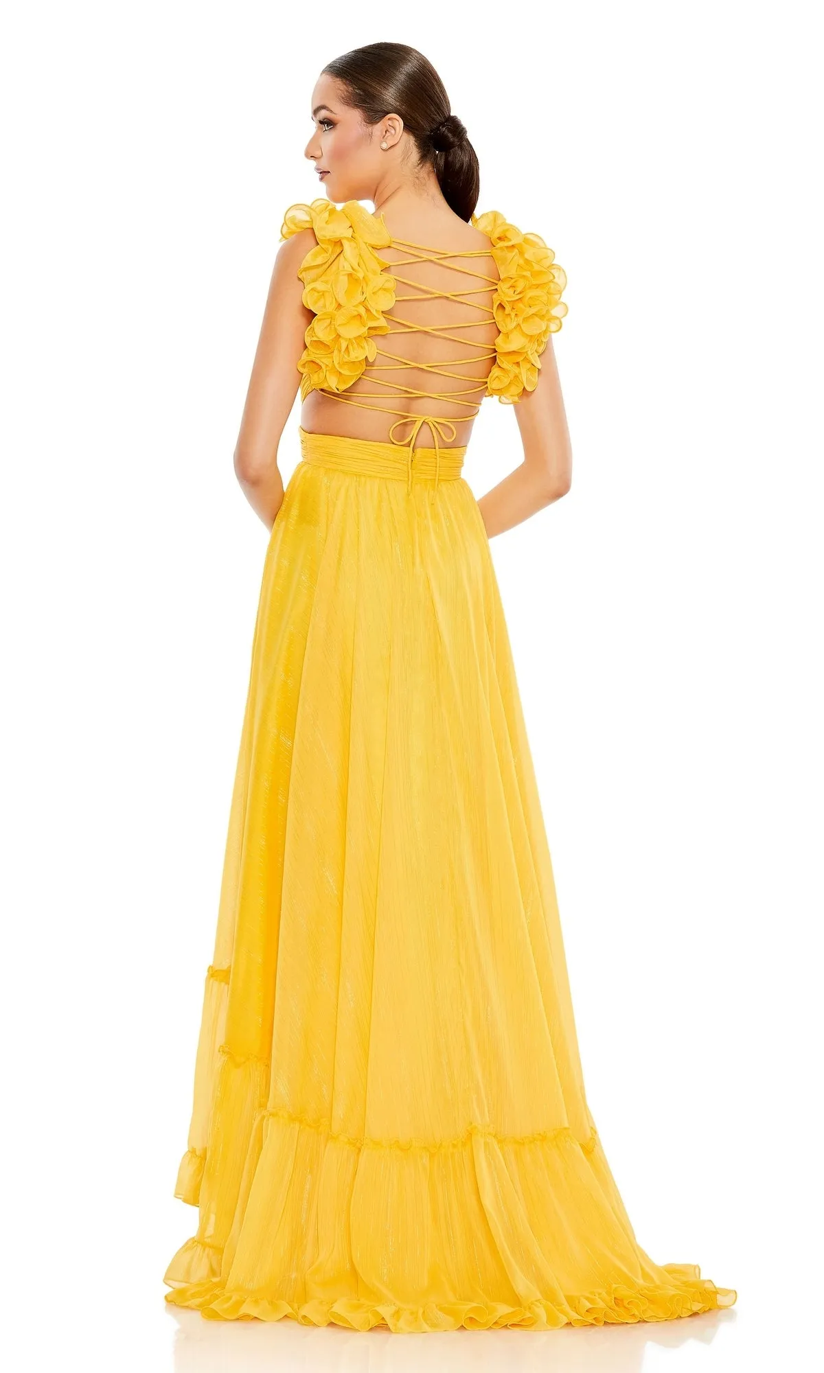 Lace-Up Ruffled Formal Gown: Mac Duggal 68094 sold by PromGirl product image thumbnail 4