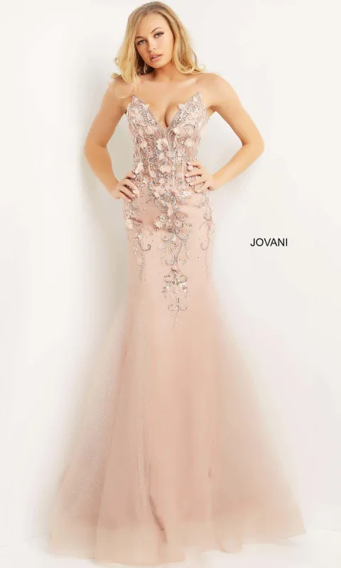 Embellished Sheer-Corset Blush Jovani Prom Dress made by Jovani