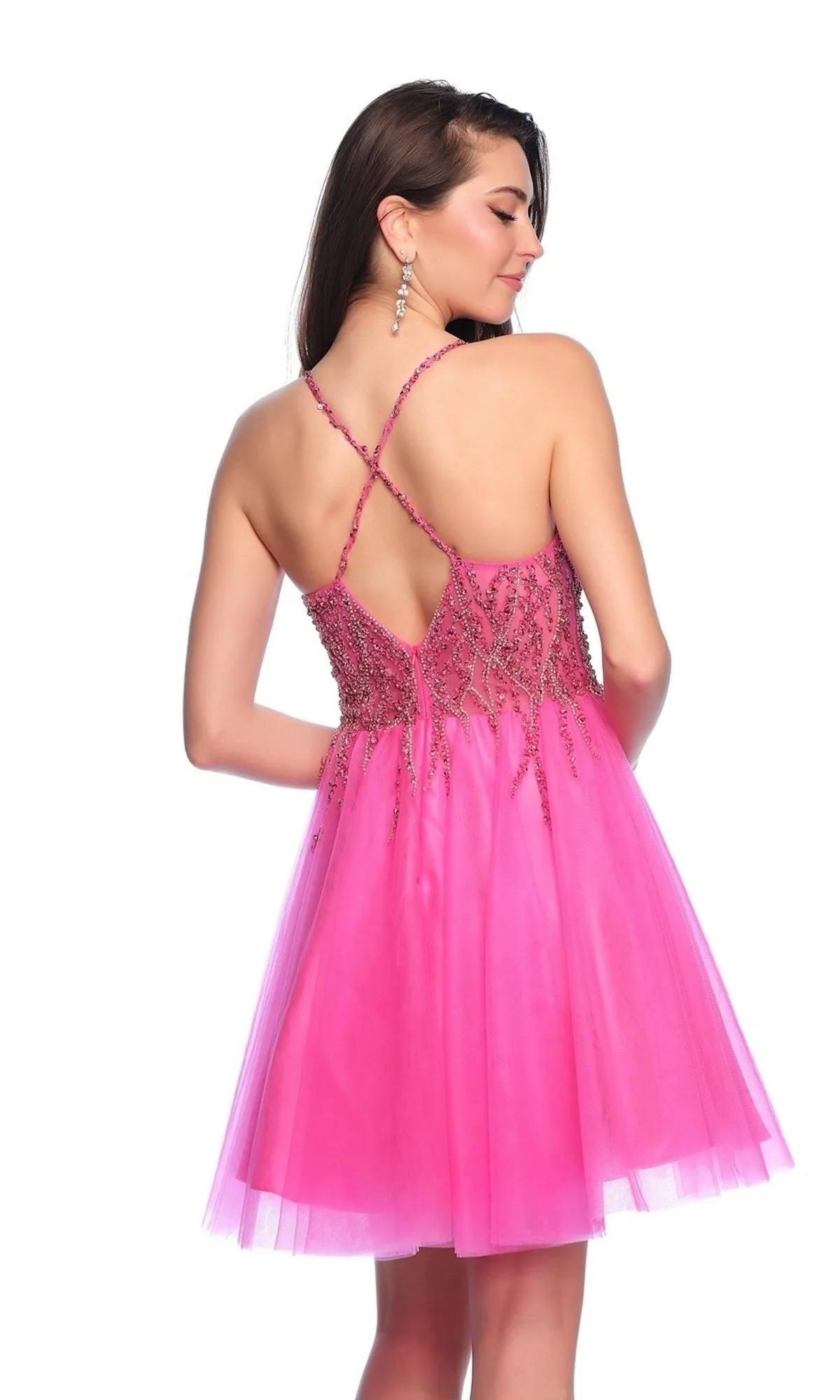 Dave and Johnny Beaded Hot Pink Hoco Dress 11764 sold by PromGirl product image thumbnail 2