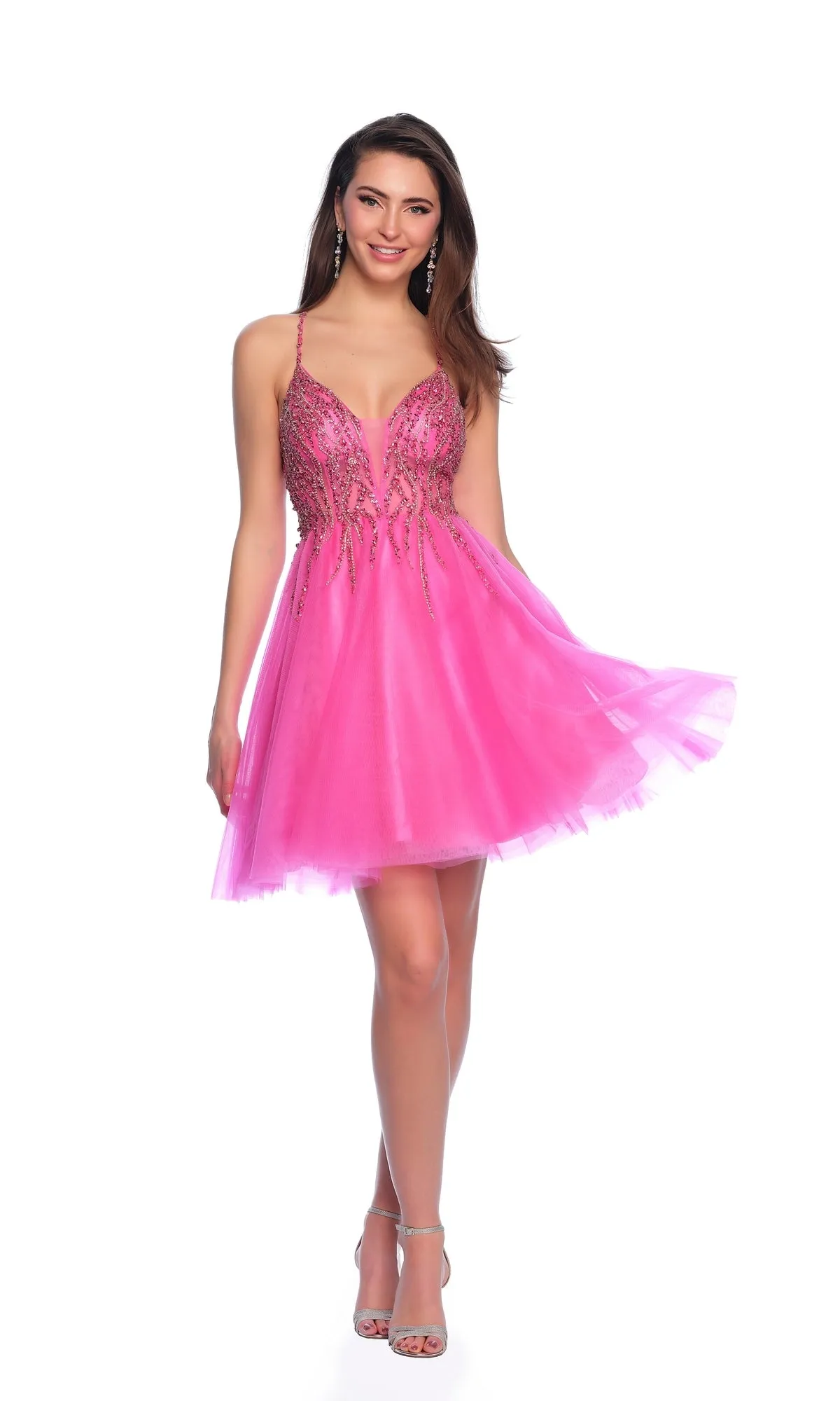 Dave and Johnny Beaded Hot Pink Hoco Dress 11764 sold by PromGirl product image thumbnail 3