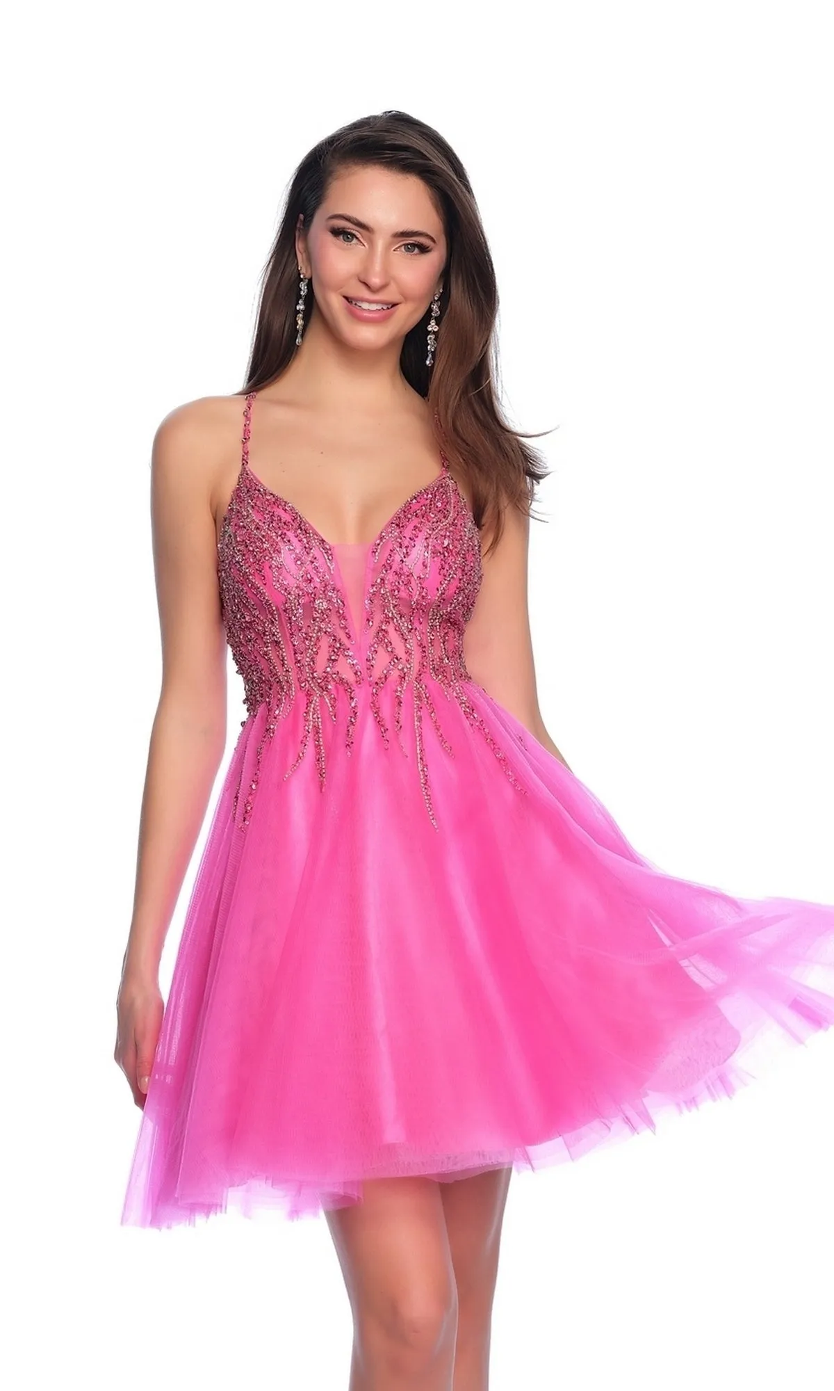 Dave and Johnny Beaded Hot Pink Hoco Dress 11764 sold by PromGirl