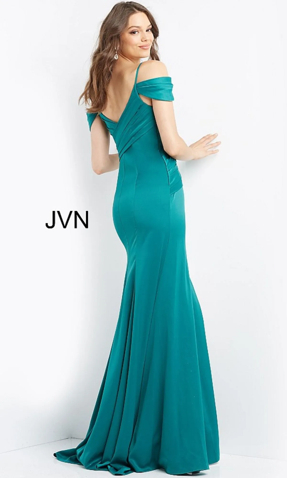 JVN by Jovani Pleated Satin Prom Dress JVN08414 sold by PromGirl product image thumbnail 2