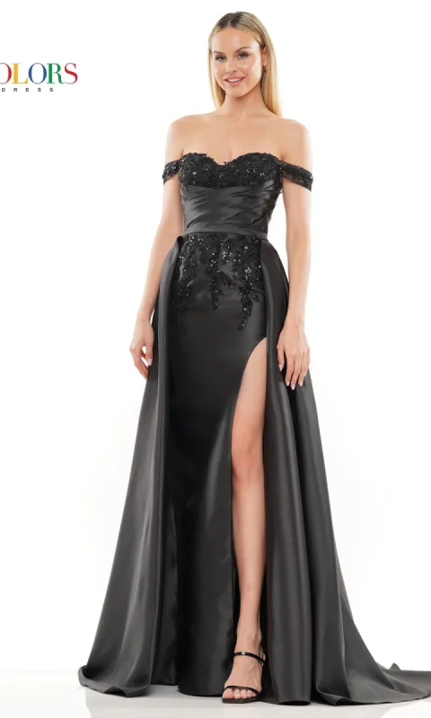 Off-the-Shoulder Lace-Up Long Prom Dress 3177 sold by PromGirl