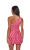 One-Shoulder Alyce Hand-Beaded Mini Dress 4641 sold by PromGirl