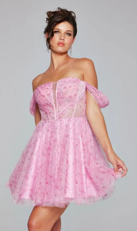 Jovani Off-Shoulder Short Pink Hoco Dress 38000 sold by PromGirl