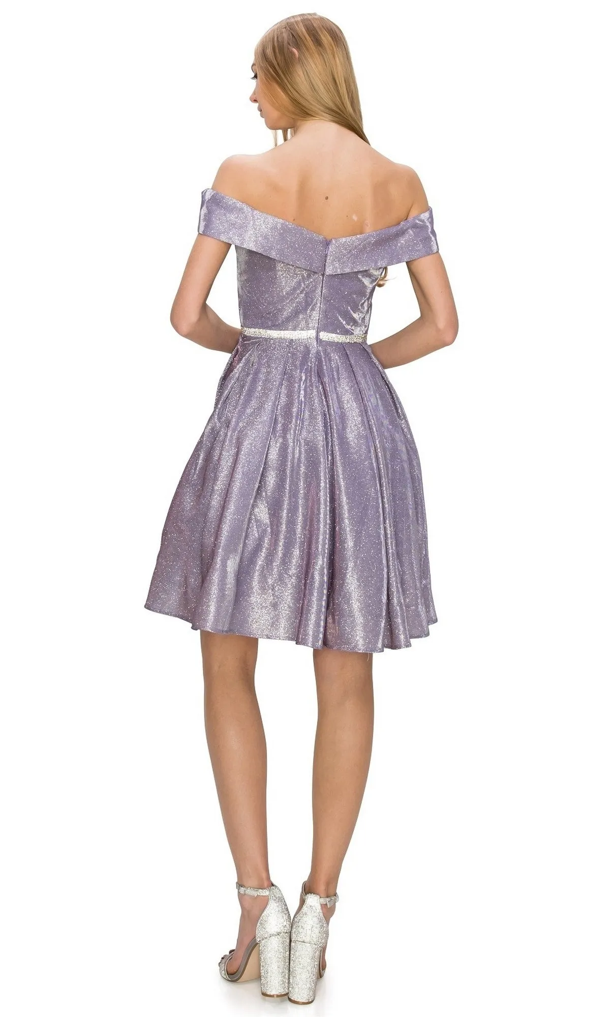 Off-Shoulder Short Glitter Homecoming Dress 8012J sold by PromGirl product image thumbnail 2