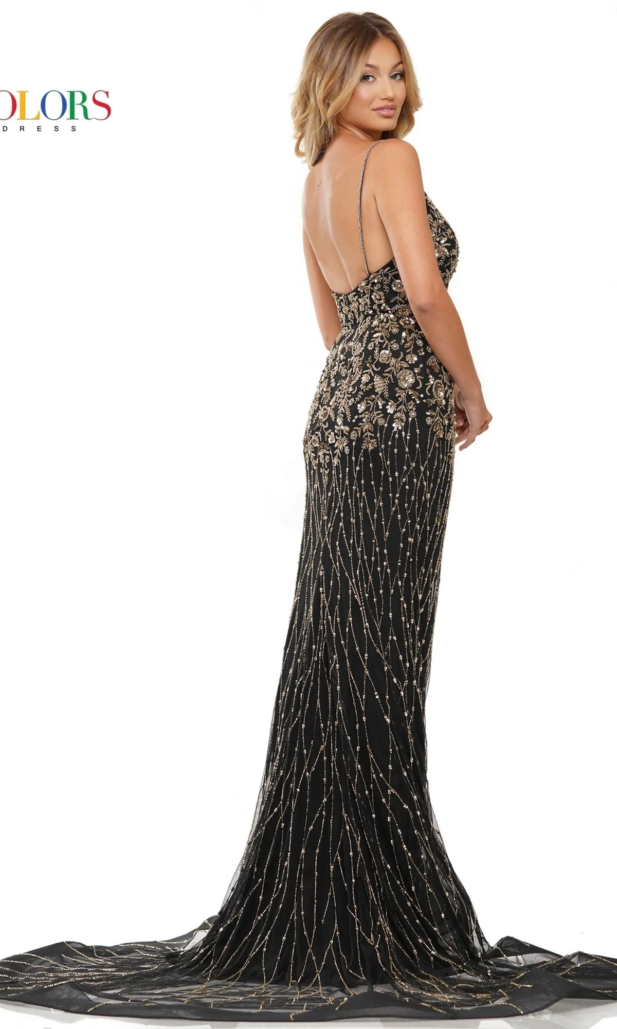 Long Black Beaded Prom Dress: Colors Dress 3152 sold by PromGirl product image thumbnail 2