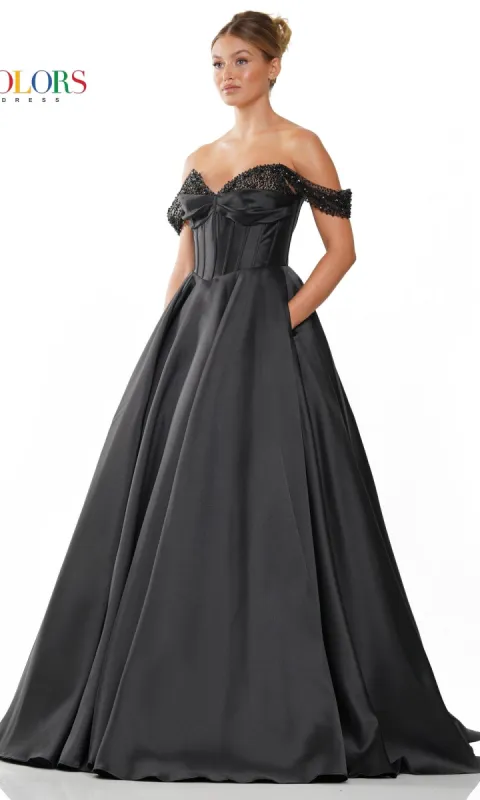 Timeless Off-the-Shoulder Long Prom Ball Gown 3191 sold by PromGirl