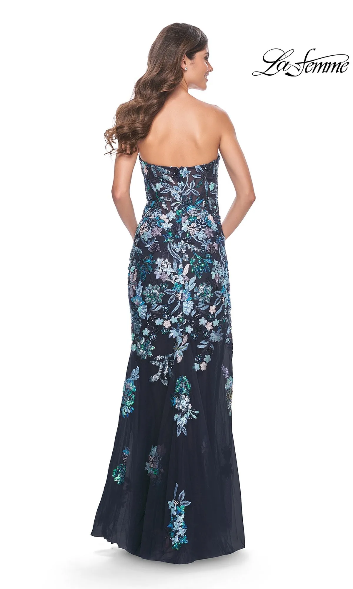 La Femme Strapless Sequin-Print Prom Dress 32251 sold by PromGirl product image thumbnail 2