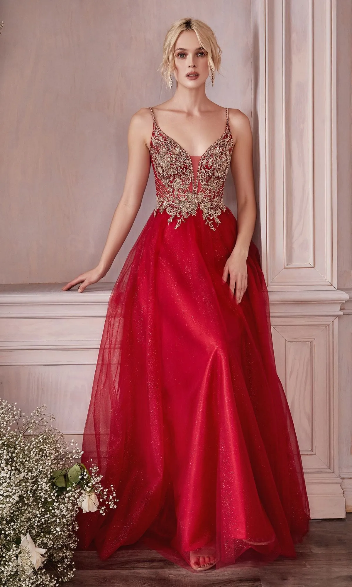Embellished-Bodice Long Tulle Prom Dress CD0195 sold by PromGirl product image thumbnail 3